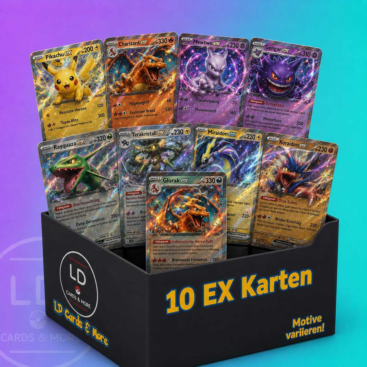 Image of 10pcs Pokémon Premium Ex Collector Cards Set, Strong Cards For Tcg, Glittering Edition, Surprise Gift Package