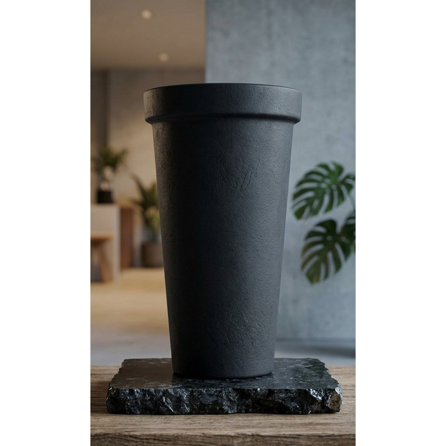 Image of Flower Pot 42l 63x40cm Xxl Large Round Plastic Planter, Winter-resistant, Grey, Garden, Terrace, Overpot, Planter Box, Flower Pot