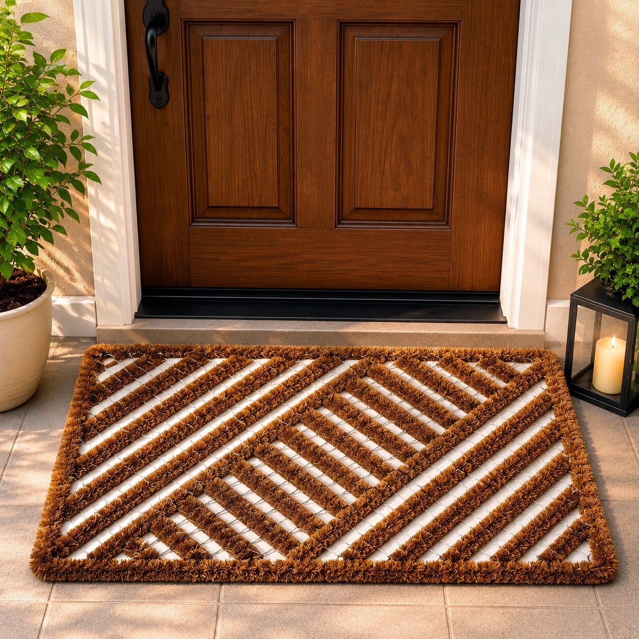 TEMU Boston Scraper Mat High-quality Material Coir Brush Bootscraper Doormat Outside Coir & Wire Heavy Duty Door Mat For Entrance, Garden And Patio