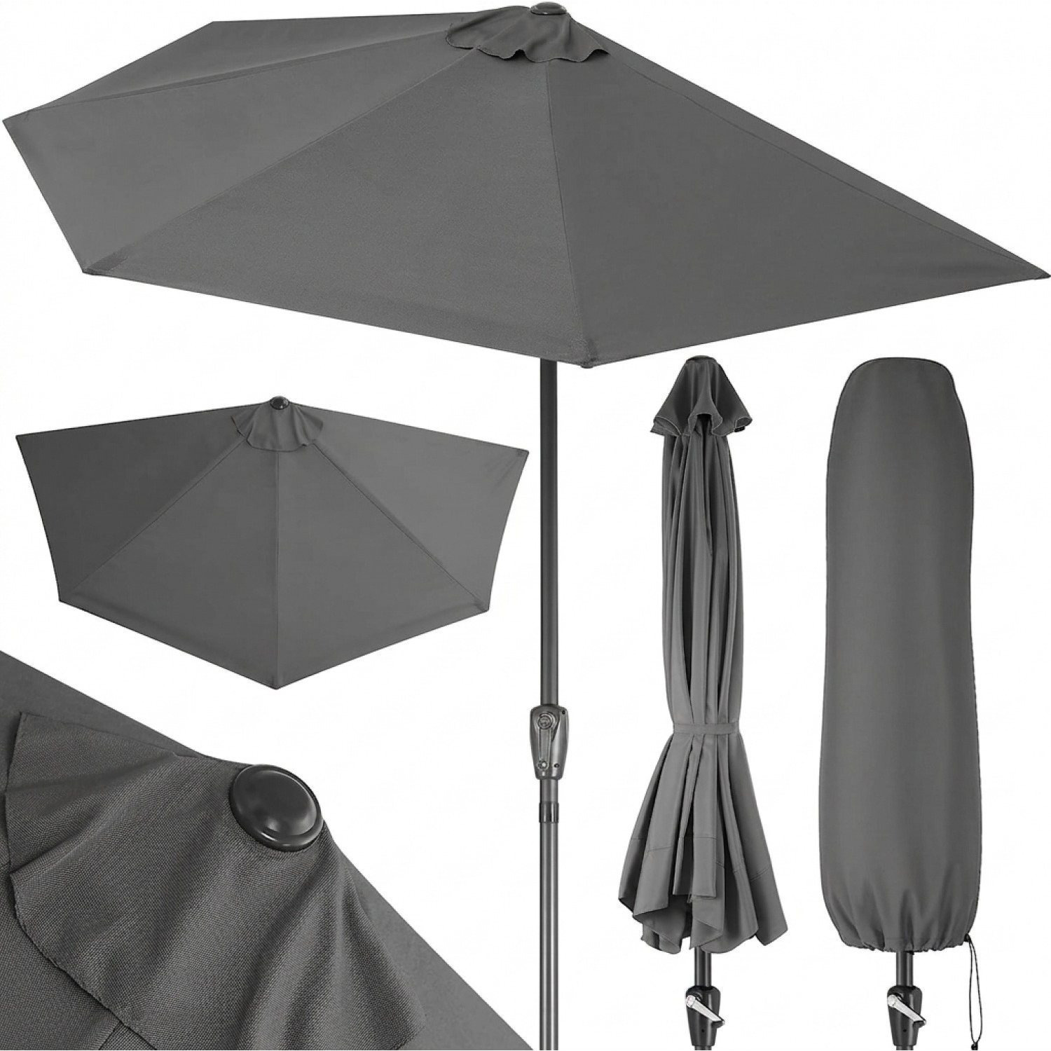Sun Umbrella Semi-circular 2.7m Coverage Uv Protection 80+ Balcony Terrace Semi-umbrella Patio Umbrella Balcony Umbrella Semi-circular Umbrella
