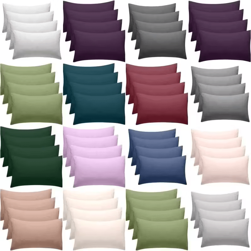 TEMU Pack Of 4 – In Many Beautiful And Vibrant Colors – Smooth & Durable Pillowcase Set For Everyday Bedroom, & Travel Use