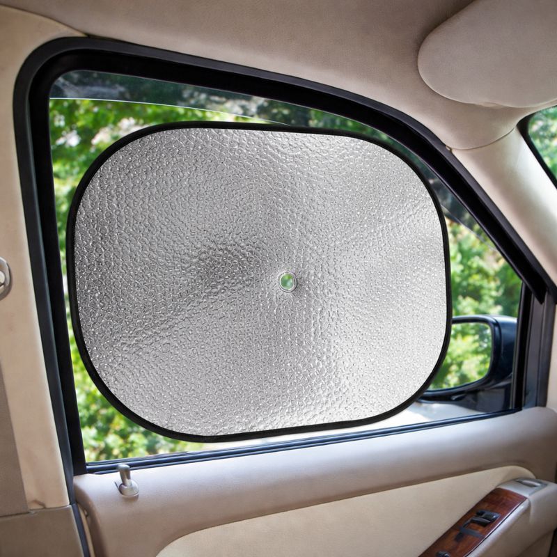 TEMU Parasol coche, protector solar ventana, pantalla reflectante, protección UV, aislamiento térmico, ventosas, aluminio, universal, 2 piezas