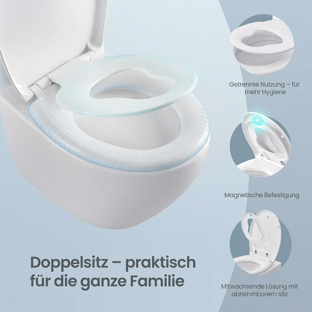 Wc Seat O-shape, Toilet Seat, Automatic Lowering, Removable Toilet Lid, Handle, Simple Installation, Up To 300 Kg, For Family Bathrooms – Design, Functional Features, Minimalist Look, White
