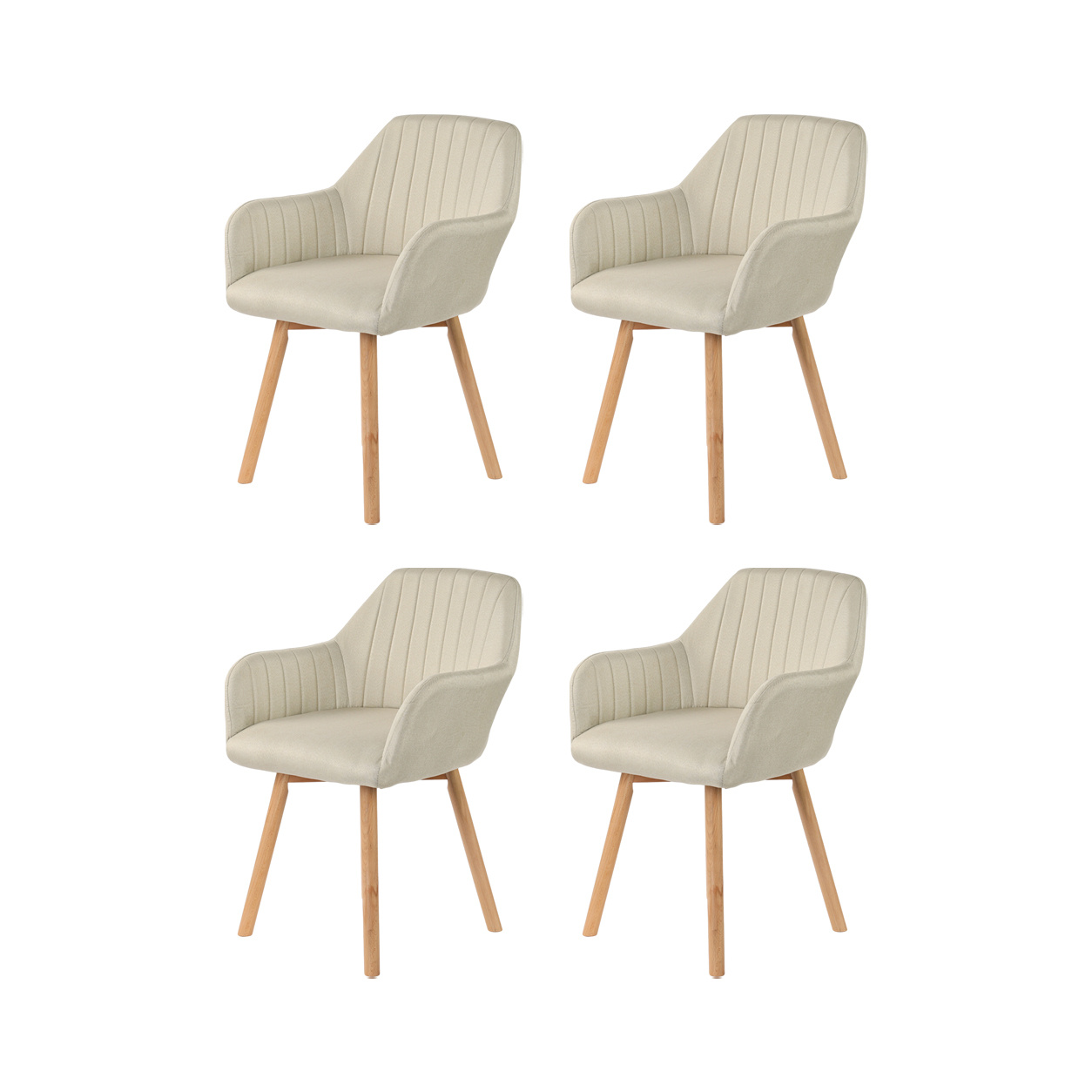 TEMU Juego de 2/4/6 sillas de comedor con reposabrazos – Tela de lino – Costuras en – Patas de madera – Asiento acolchado con espuma – Ergonómicas –