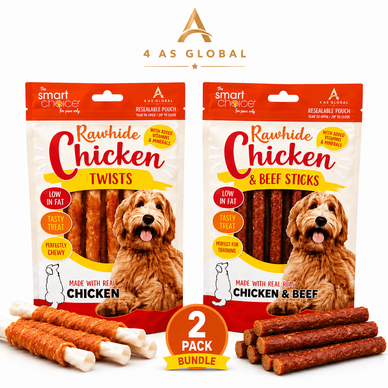 TEMU 2pack Rawhide Chicken Twists And Chicken & Beef Dog Food Treat Of Soft Chicken/ Treat 30 Pack & Hide/chicken Twist Dog Treat 12 Pack