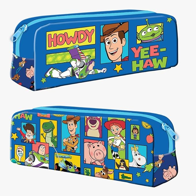 TEMU Toy Story Pencil Case Light Blue For Kids – Zippered Pen Pouch With Cartoon Characters, Durable School Stationery Organizer, Blue, X 19 Cm