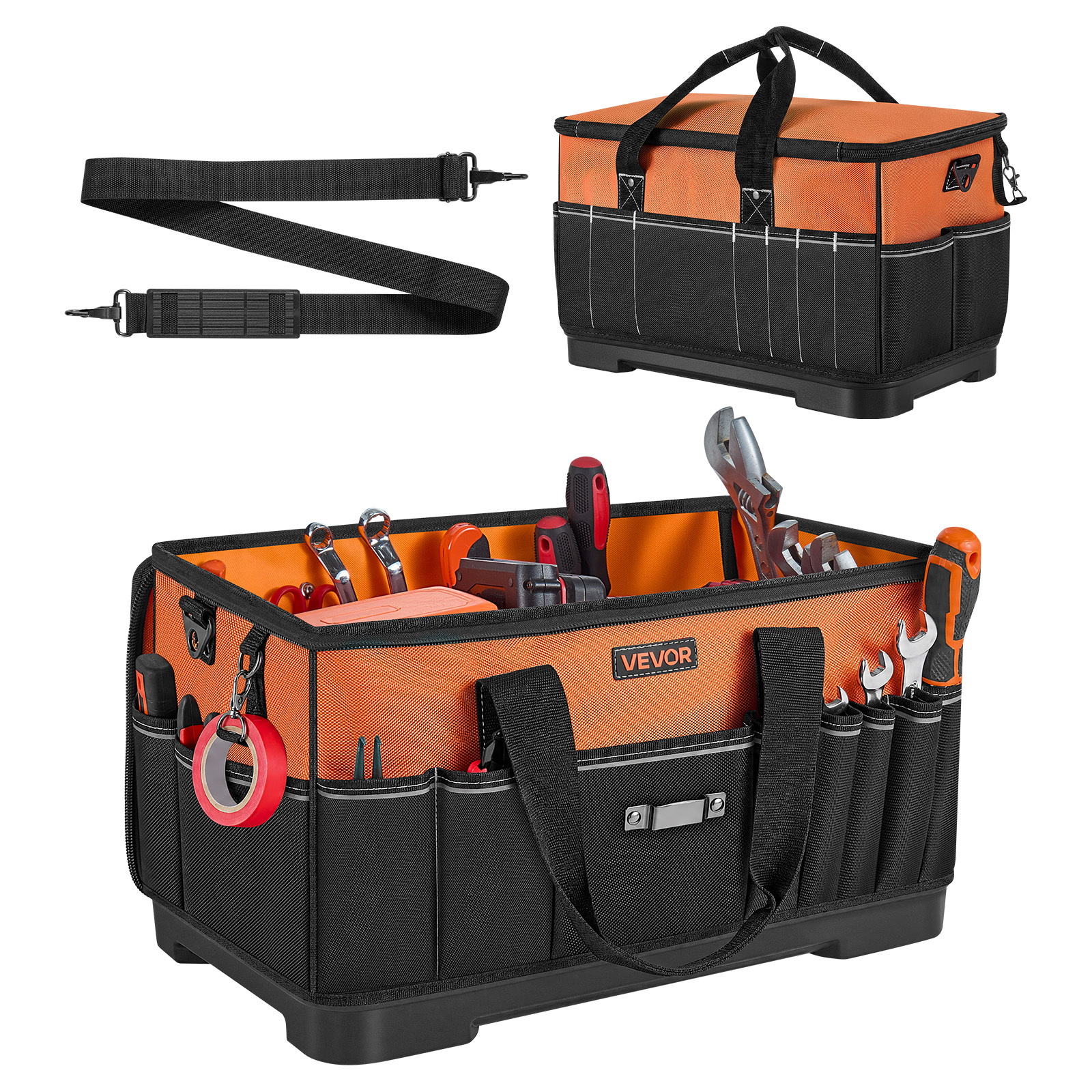 Vevor Tool Bag, 19.1 Inch, 33-pocket Portable Large Tool Box Organizer Storage, Toolbox With Base, Zipper, Adjustable Shoulder Strap , For Men Women Dad Husband Fathers Day