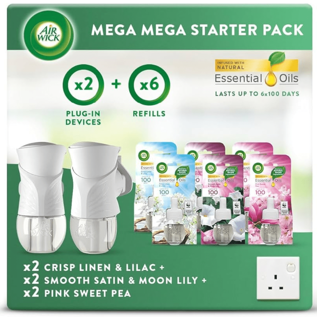 TEMU Air Wick Electrical Plug In Starter Kit, 2 Plug In Devices + 6 Refills