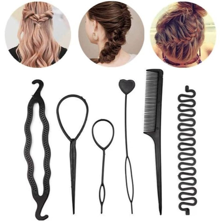 60-Piece Hair Styling Tools Set with Braiding & Bun Maker