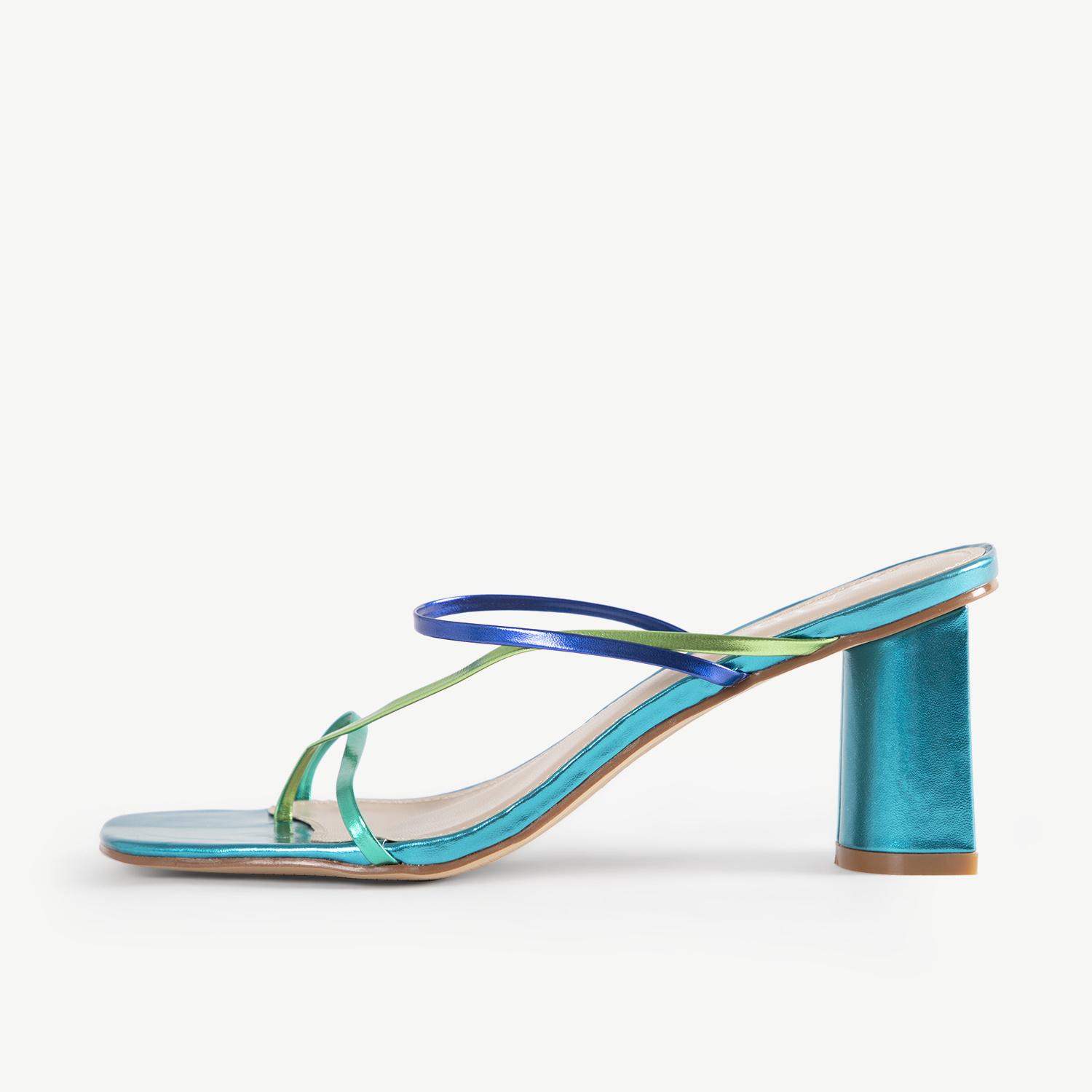 Image of Heeled Sandal In Blue Multi
