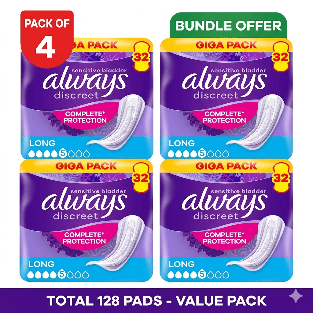 TEMU 4 X 32 Always Discreet Long Pads – 32 Pads Per Pack (pack Of 4) Bulk Pack Total 128 Pads