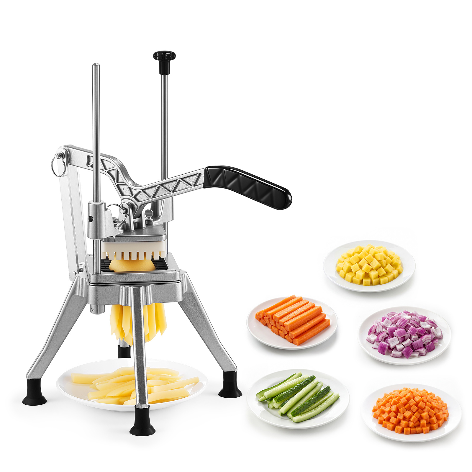 TEMU Vevor French Fry Cutter, 1/4" Blade Commercial Potato Chopper, Lever-action Vegetable Dicer With Ergonomic Handle, Stainless Steel Potato Slicer