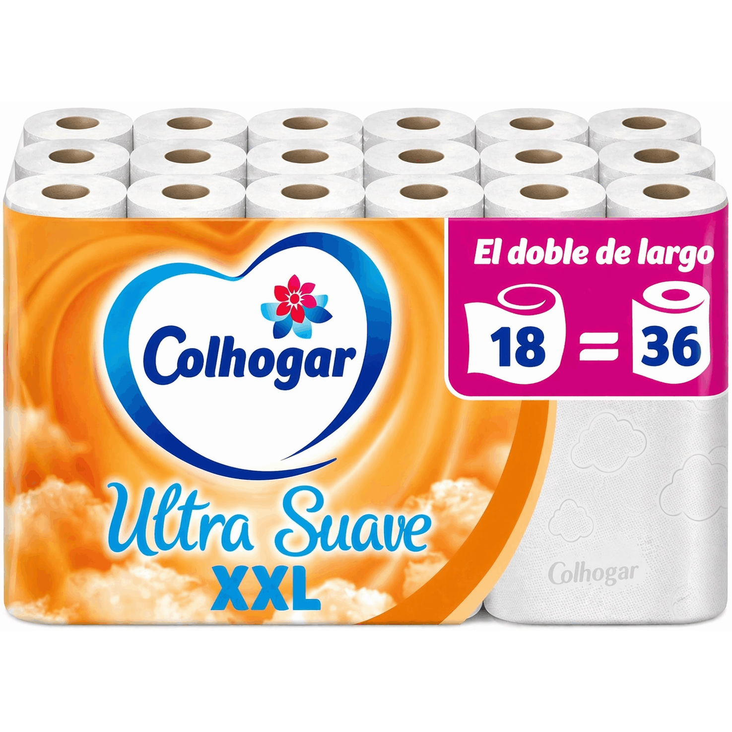 TEMU Colhogar Ultra XXL 18 ROLLOS DE 32.5 METROS - Papel Higiénico - Paquete con 18 Rollos Extra Grandes - Papel de Baño de 2 Capas - de Perfume -