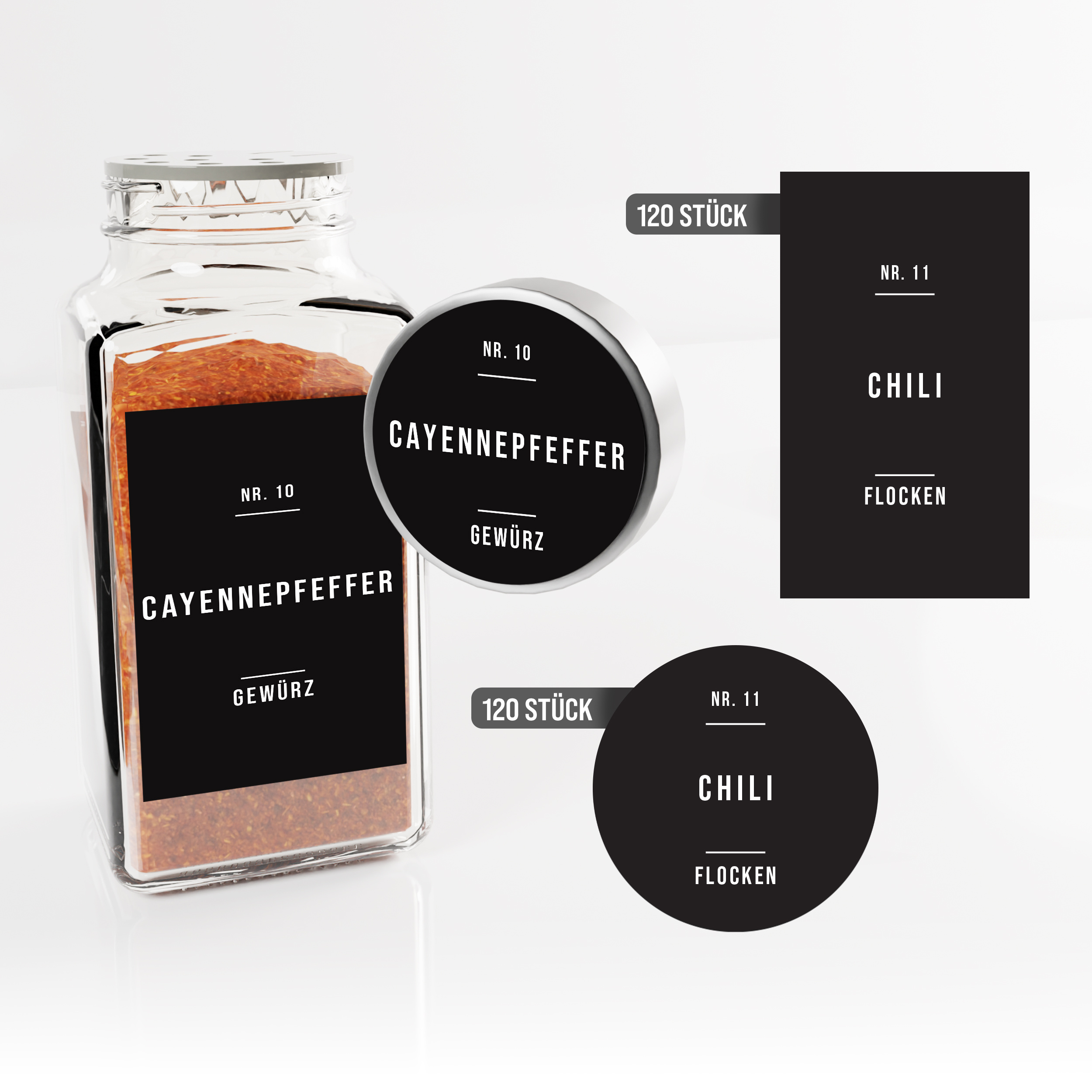 Image of Colortouch Spice Labels Self-adhesive, 240pcs Sticker Spice Labels (round And Angular), Stock Labels, Spice Stickers, Water-resistant Minimalist Glass Labels