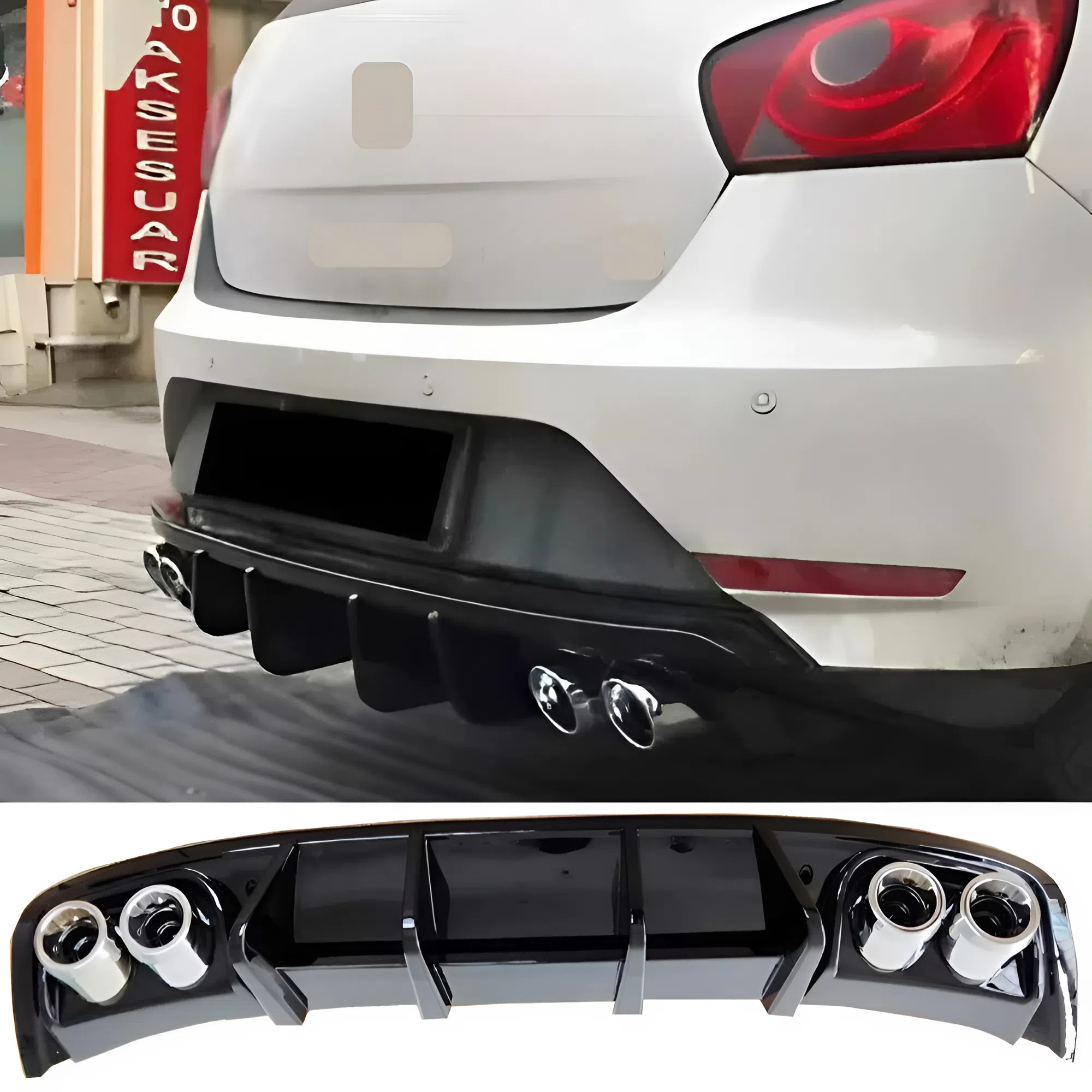 For 2013-2017 Diffuser Piano Abs Plastic Sporty Rear Valance Trim