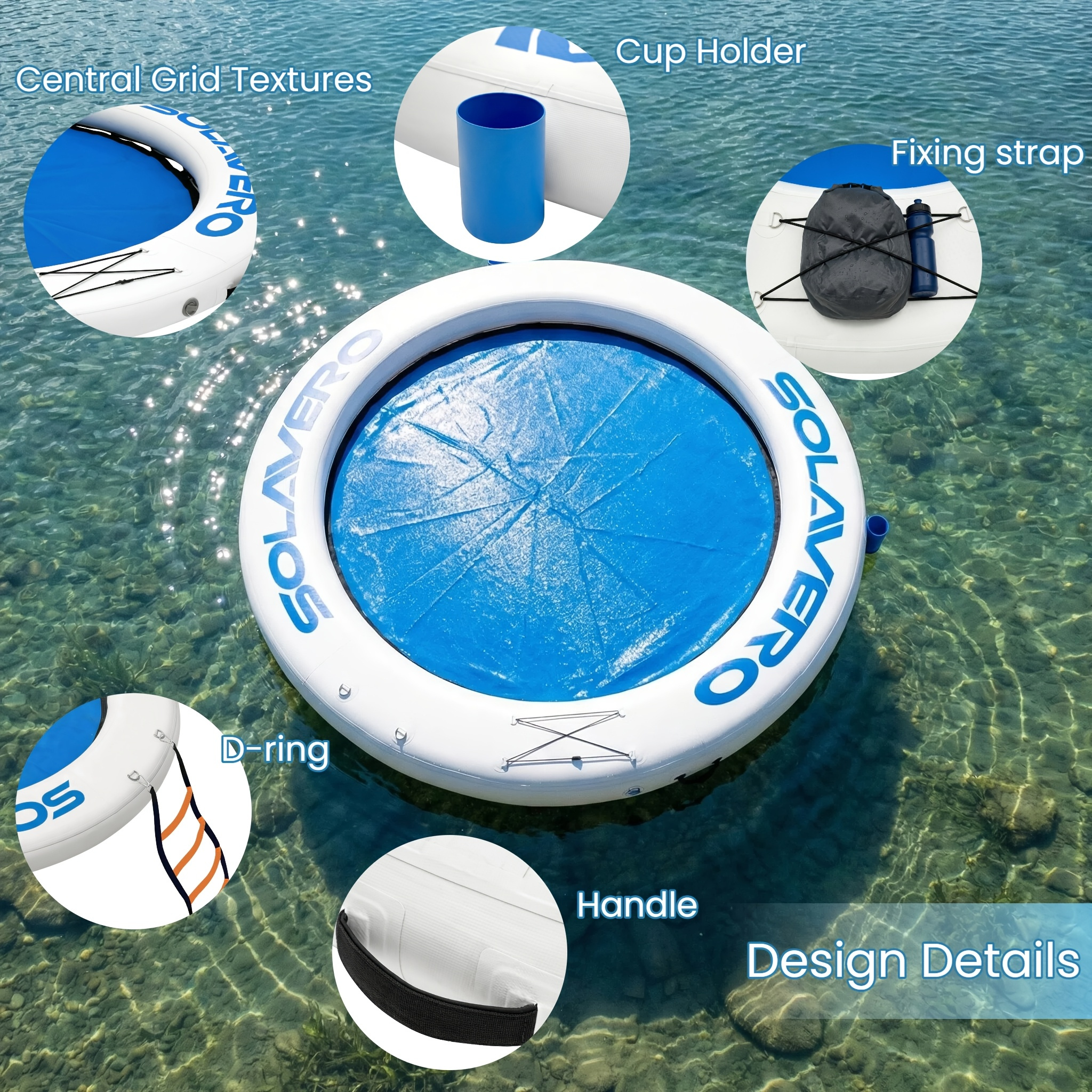 8ft/9.8ft Round Inflatable Floating Water Hammock