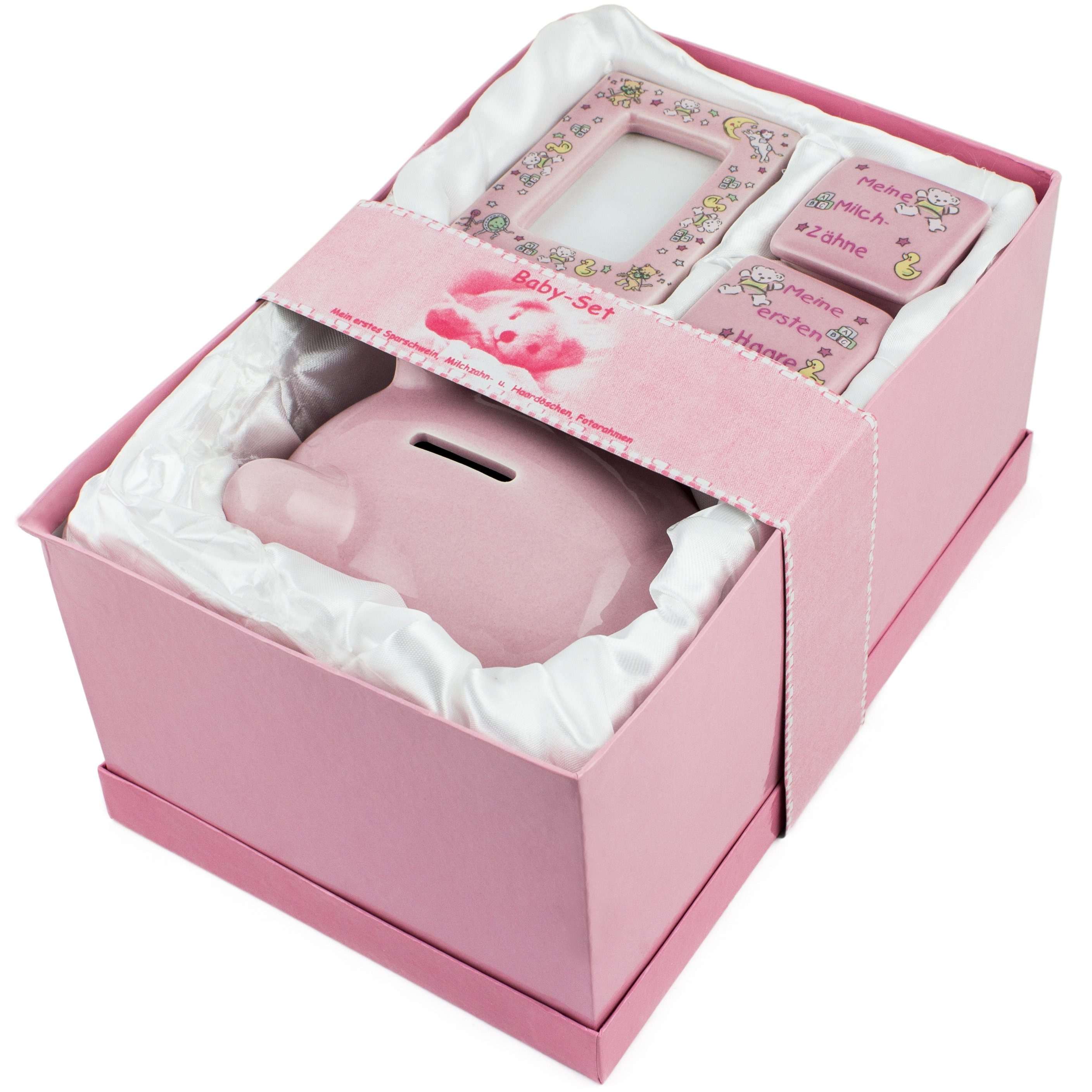 Image of Brubaker Baby Keepsake Set With Piggy Bank, Photo Frame, And 2 Ceramic Jars – Gift Set For Storing Personal – Gift For Parents