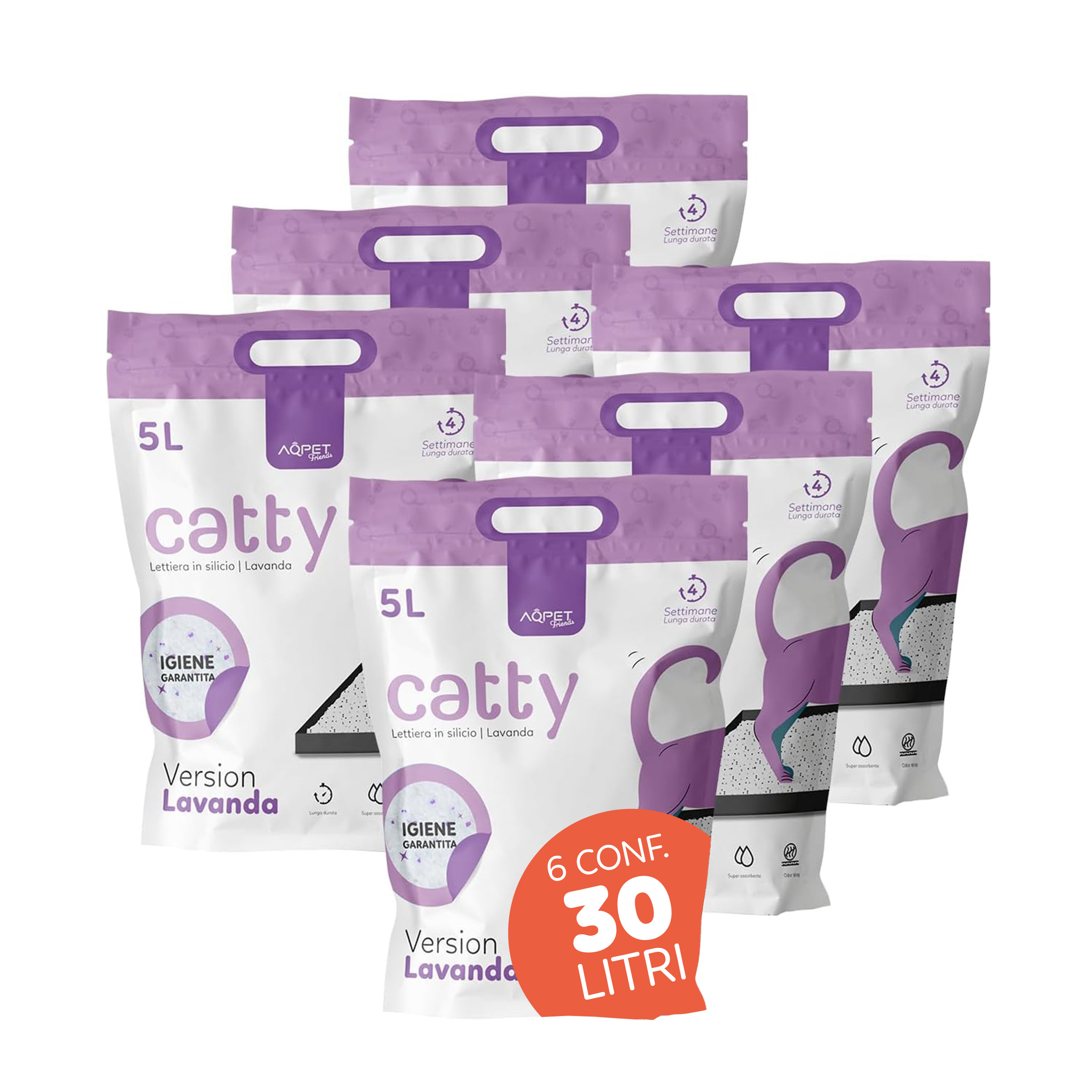 TEMU AQPET Lettiera per al 6x5L (30L) �� cristalli di gel di silice lavanda �� ultra assorbente, anti odore e senza
