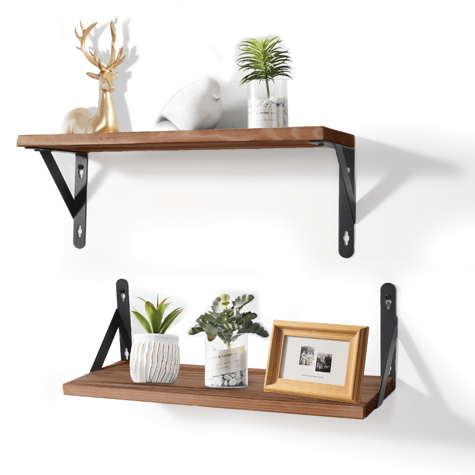 Wall Shelf, Floating Shelf, 2-piece Set, Shelf Board, Sturdy Wall Boards, 2 Mounting Options, 44 X 18 X 4.5 Cm Hanging Shelves, For Bathroom, Bedroom, Kitchen, Office, Living Room