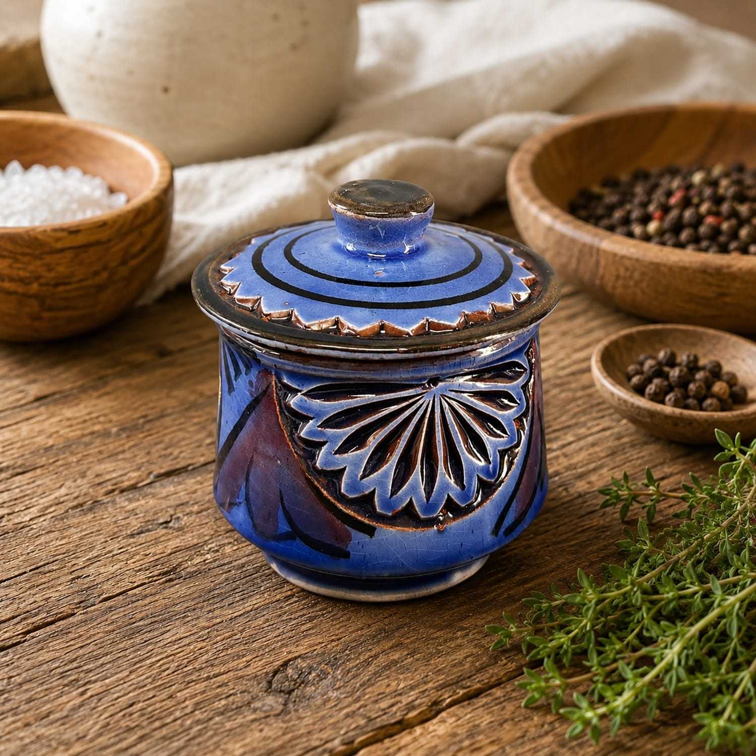 Portaspezie in Ceramica Marocchina e Intagliata a 9x8 cm – Contenitore da Cucina 2506261021: retailer-supplied image