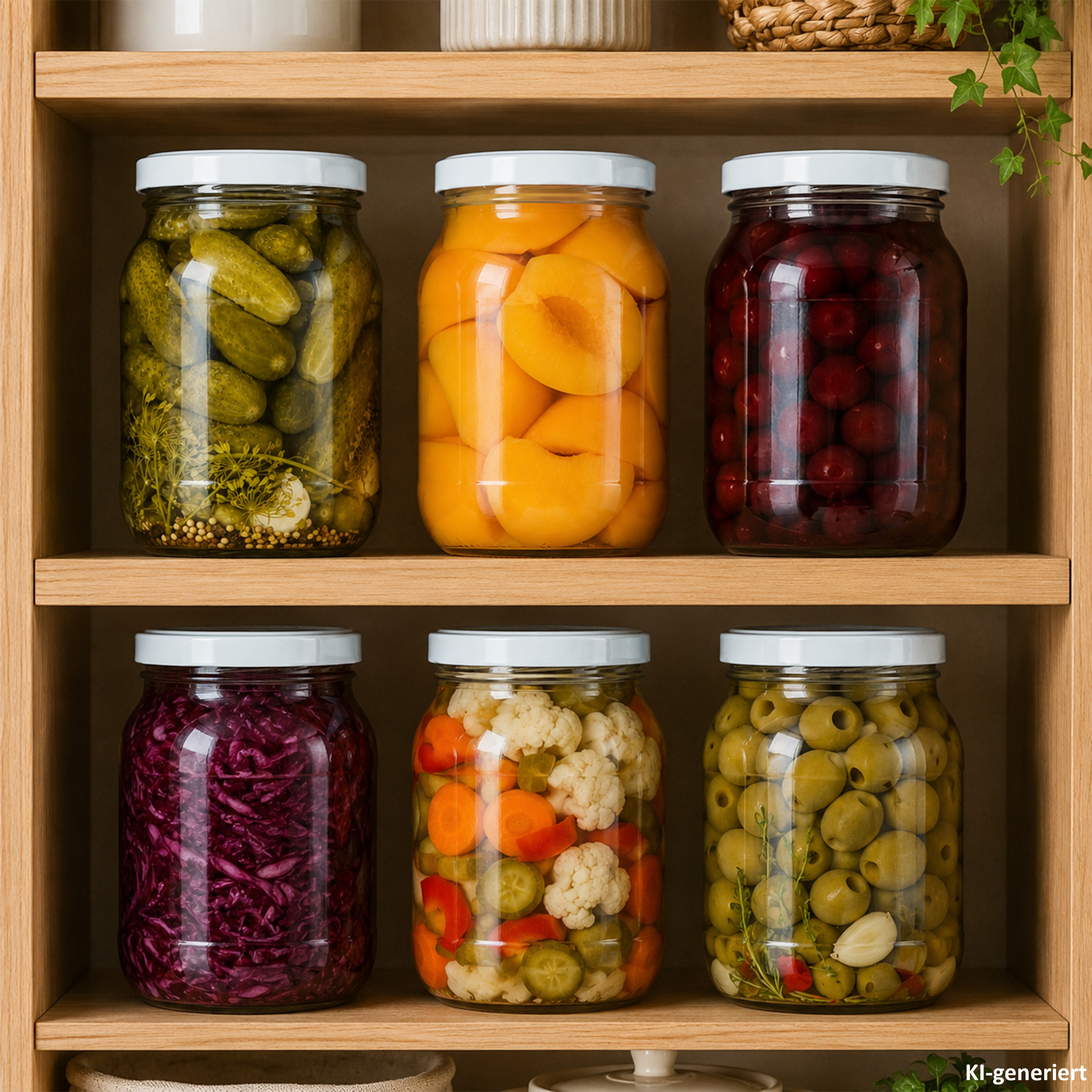 Image of 6-piece Set Of 1.7l Canning Jars With To 100 Lids In White & Recipe Booklet, Clear Glass Jars For Canning, Preserving, And Fermenting