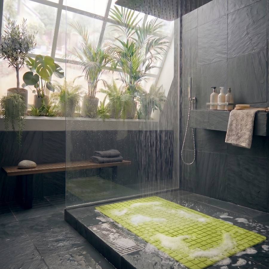 TEMU Tappetino da bagno antiscivolo in PVC a motivo a 68,5�36 cm, tappetino per doccia a permeabile all'acqua disponibile in pi羅 colori, tappeto da