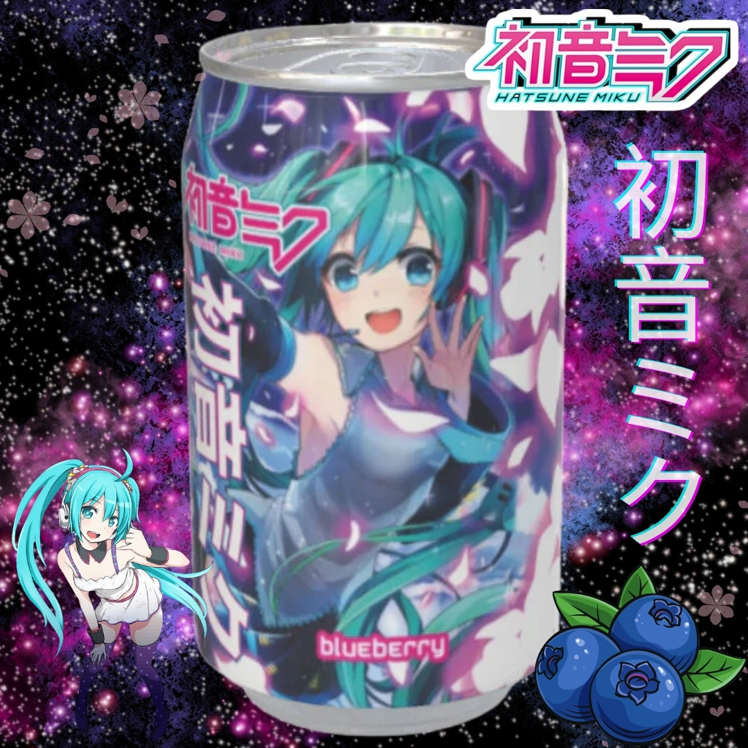 Image of Kawaji Hatsune Miku Electric Blue Blueberry - Blueberry Lemonade 330 Ml - Vocaloid Anime Drink - Miku Collector's Can - Blueberry Soft Drink - Cosplay Collectible Item - Collectible Can