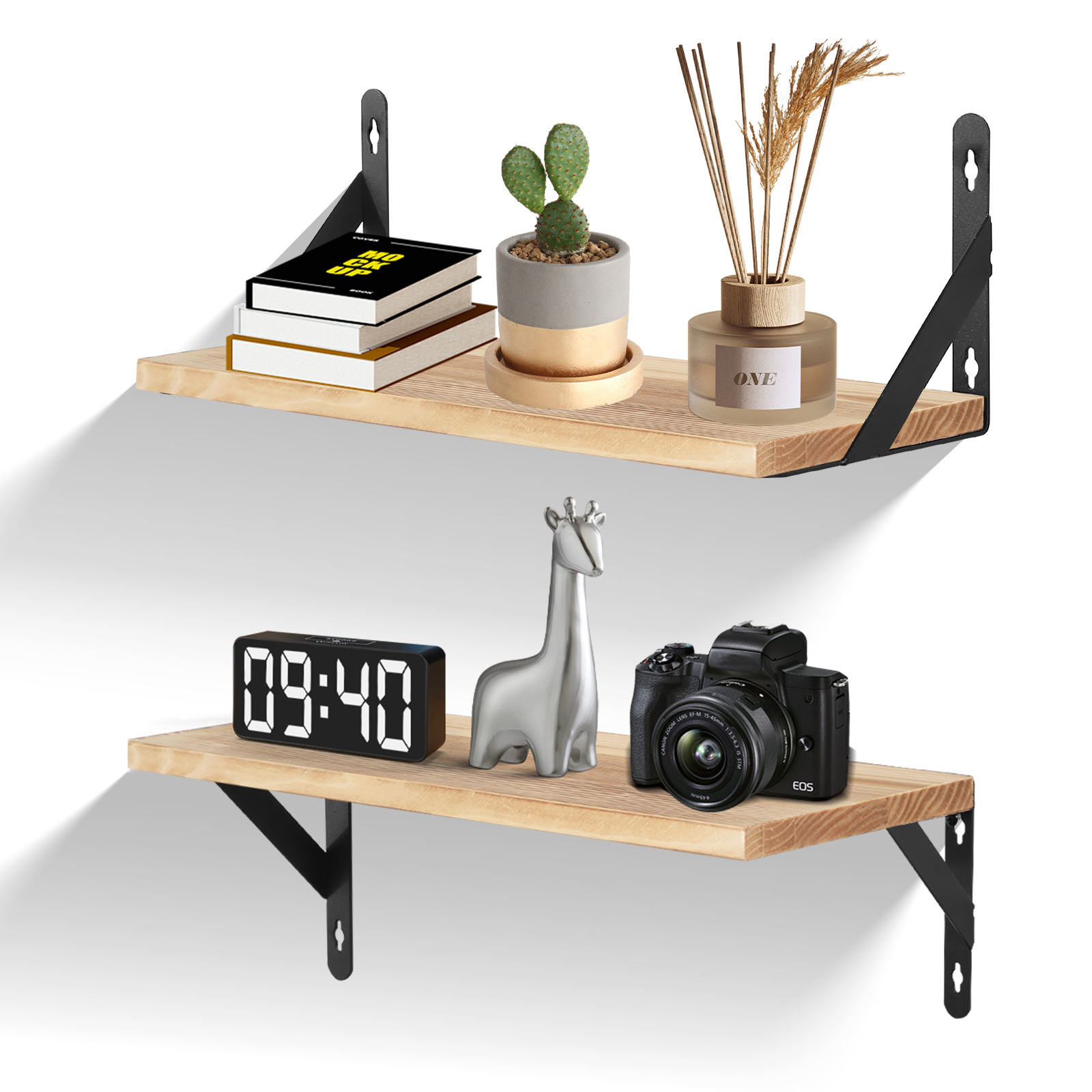 Wall Shelf, Floating Shelf, 2-piece Set, Shelf Board, Sturdy Wall Boards, 2 Mounting Options, 44 X 18 X 4.5 Cm Hanging Shelves, For Bathroom, Bedroom, Kitchen, Office, Living Room