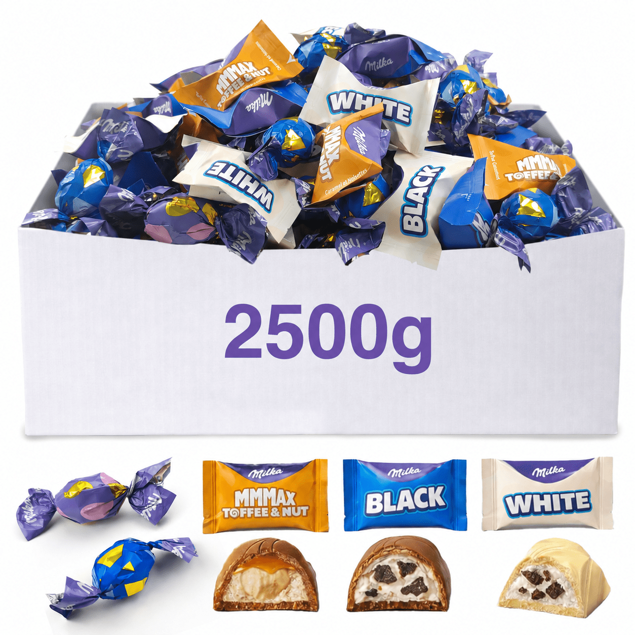 Milka Chocolate Mega Mix Box 2500g, Approx. 300 Pieces - 5 Milka Varieties