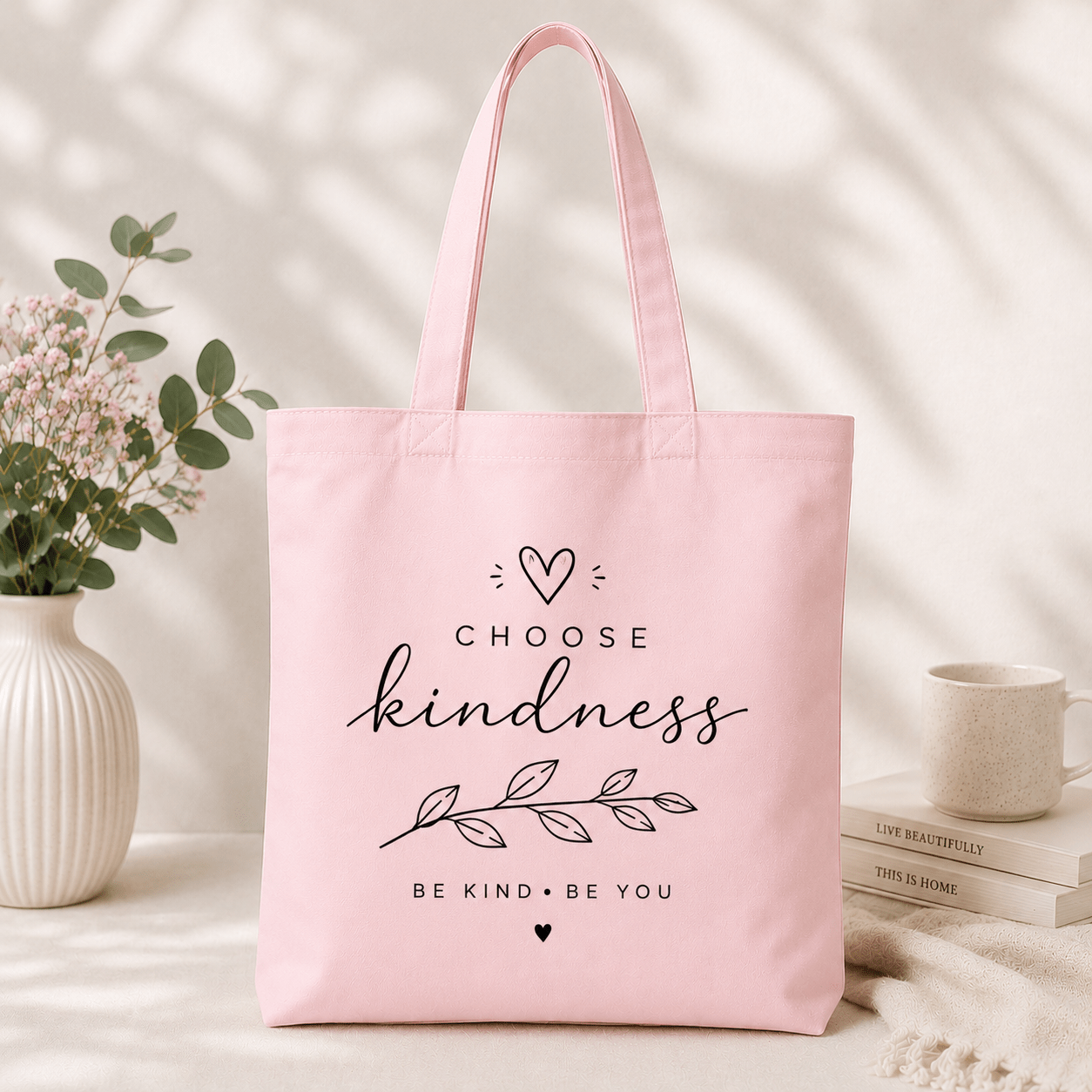 Cotton Canvas Tote Bag with Choose Kindness Print