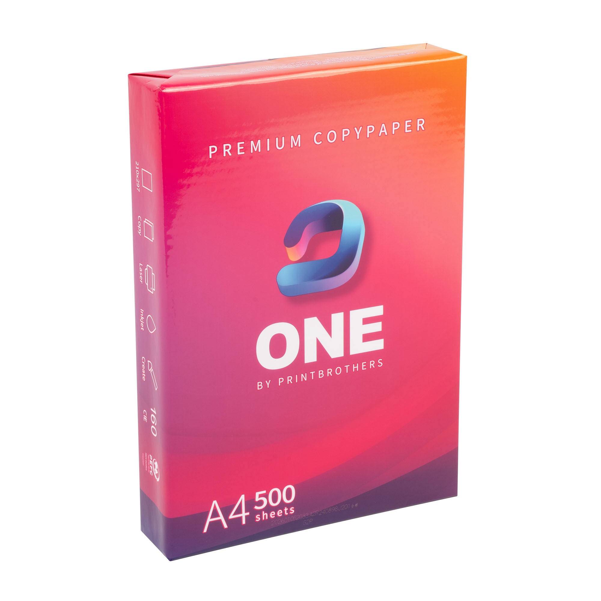 ONE Printerpapier & Kopieerpapier DIN A4 Wit - 500 Vellen - voor Laser- & Inkjetprinters, Kantoor Thuiskantoor - door Printbrothers (1 Pak | 500 Vellen)