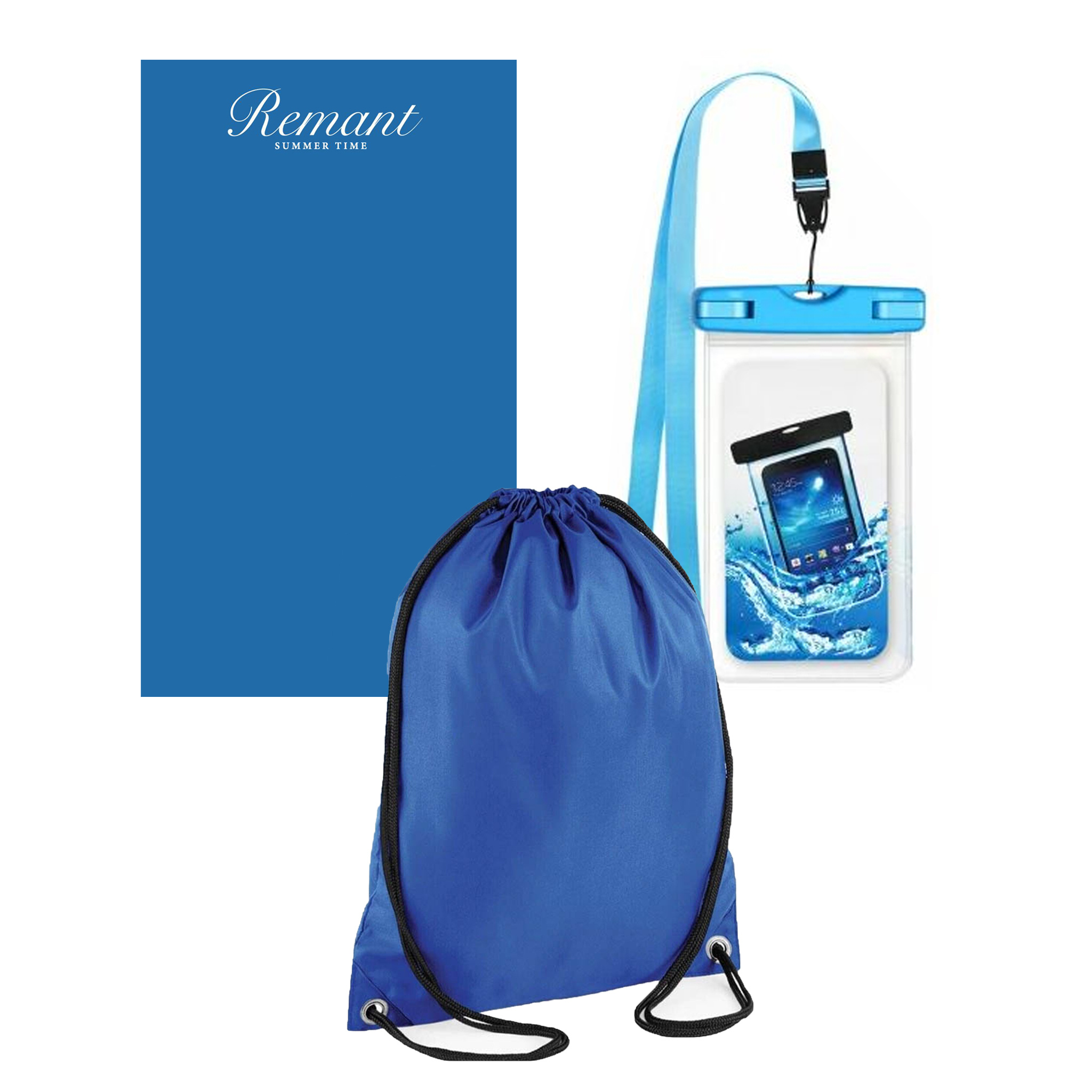 TEMU Set Mare 3 Pezzi con Telo Lettino 90x170 cm, Cover Subacquea Impermeabile per Smartphone e Sacca 33x40 cm �� Kit Spiaggia Piscina Vacanze,