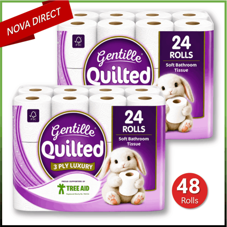 TEMU Gentille Quilted Bathroom Tissue 48 Rolls Luxury 3-ply Toilet Paper