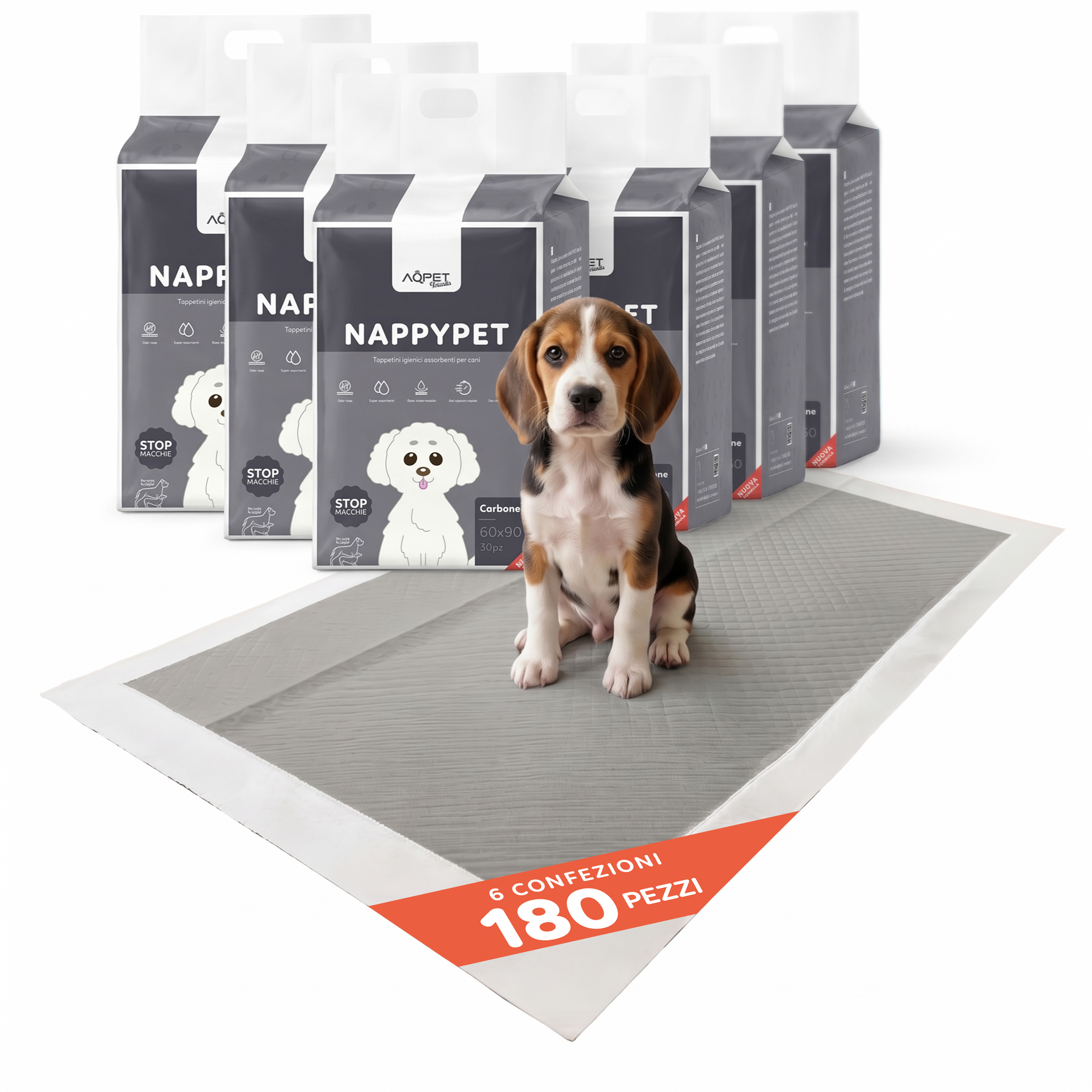 TEMU AQPET FRIENDS Tappetini Igienici per Cani Attivo �� 180 Pezzi Super Assorbenti, Anti-Odore, Anti-Macchia, Impermeabile e Antiscivolo con adesive
