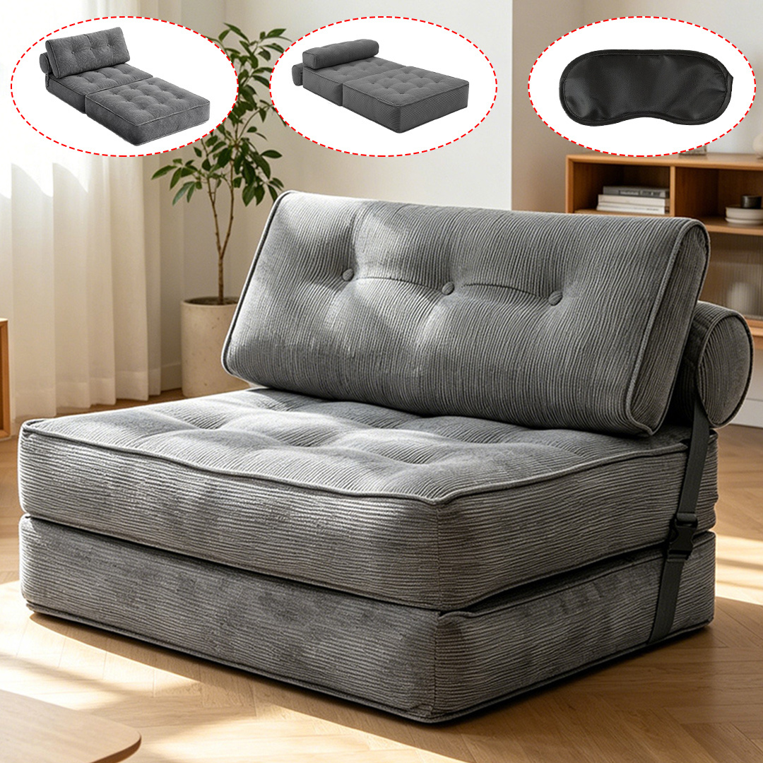 TEMU Folding Sofa Bed, Convertible Sleeper Chair With Pillow, Foldable Mattress With Back Support, Portable Fold Out Chair Bed, Comfy Floor Sofa