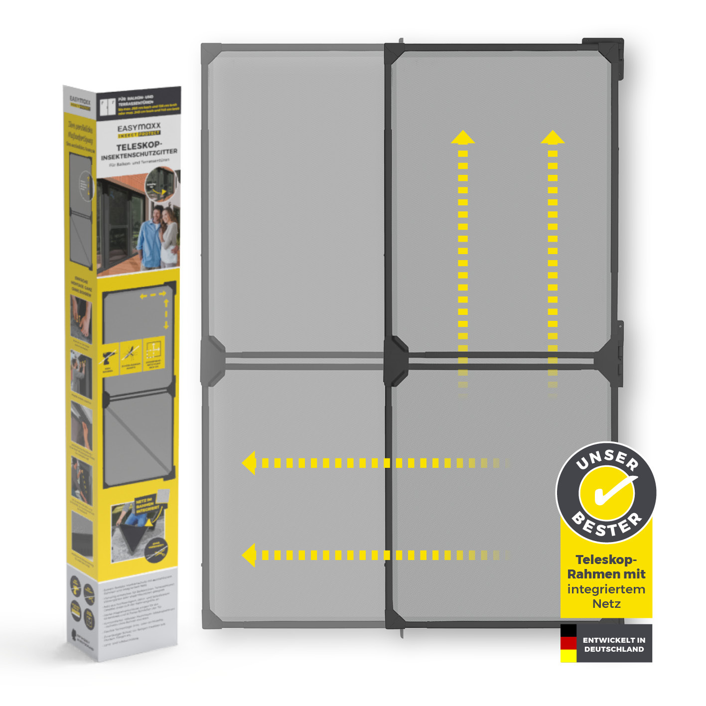 Easymaxx Insect Screen Door, Adjustable Up To 170x250 Cm, For Balcony And Terrace Doors, No-drill Installation