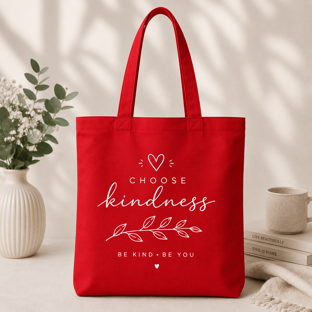 Cotton Canvas Tote Bag with Choose Kindness Print