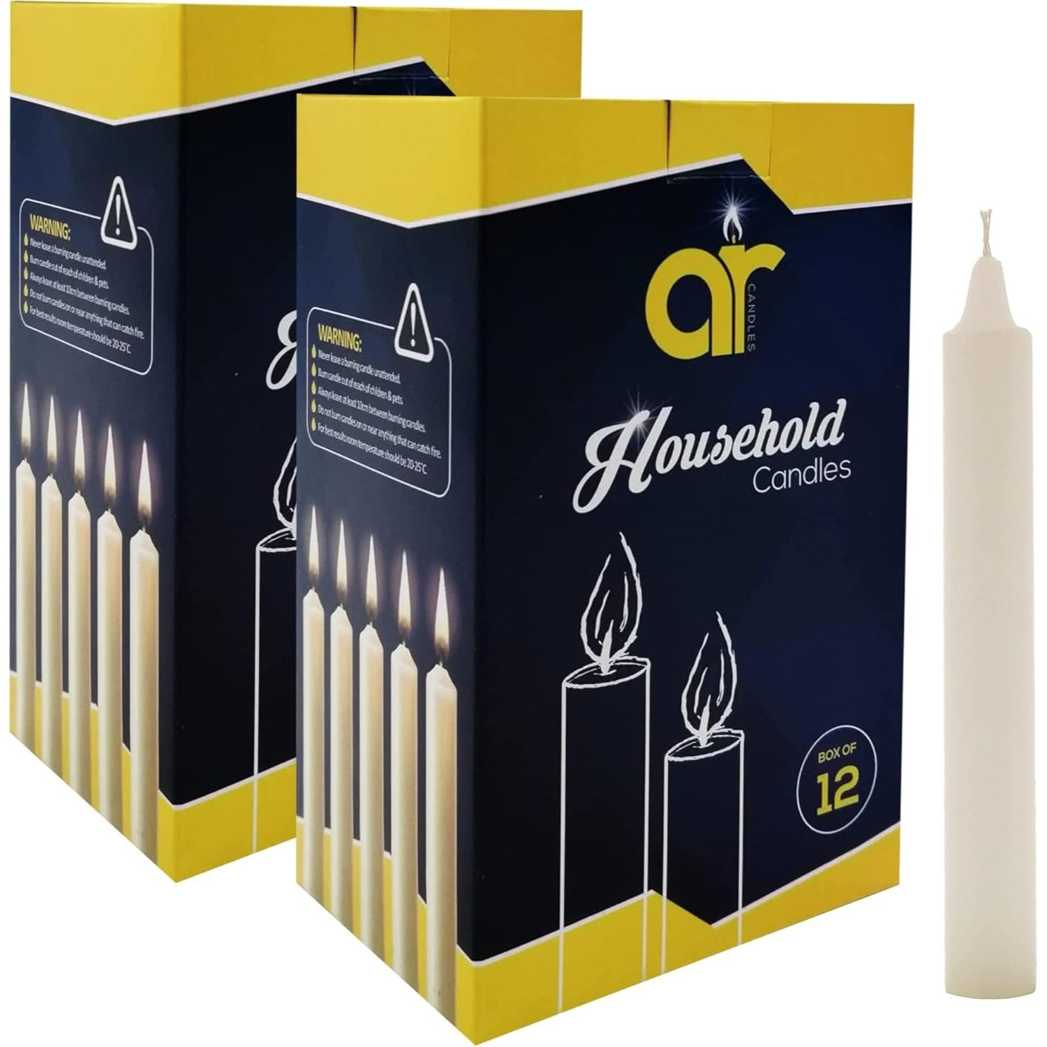 TEMU Ar Candles - Unscented White Household Candles 11.8cm – 2 Packs Of 12 (total Of 24) – Shabbos/ Candles For Power Cuts, Emergency, , , Church,