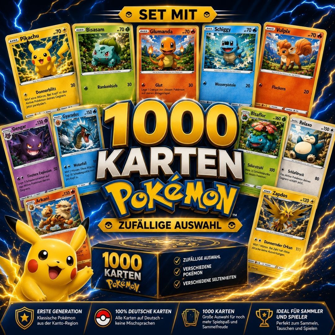 1000 - German Version - 900 + 100 Glitter Cards - Authentic Cards - Ideal For Collecting