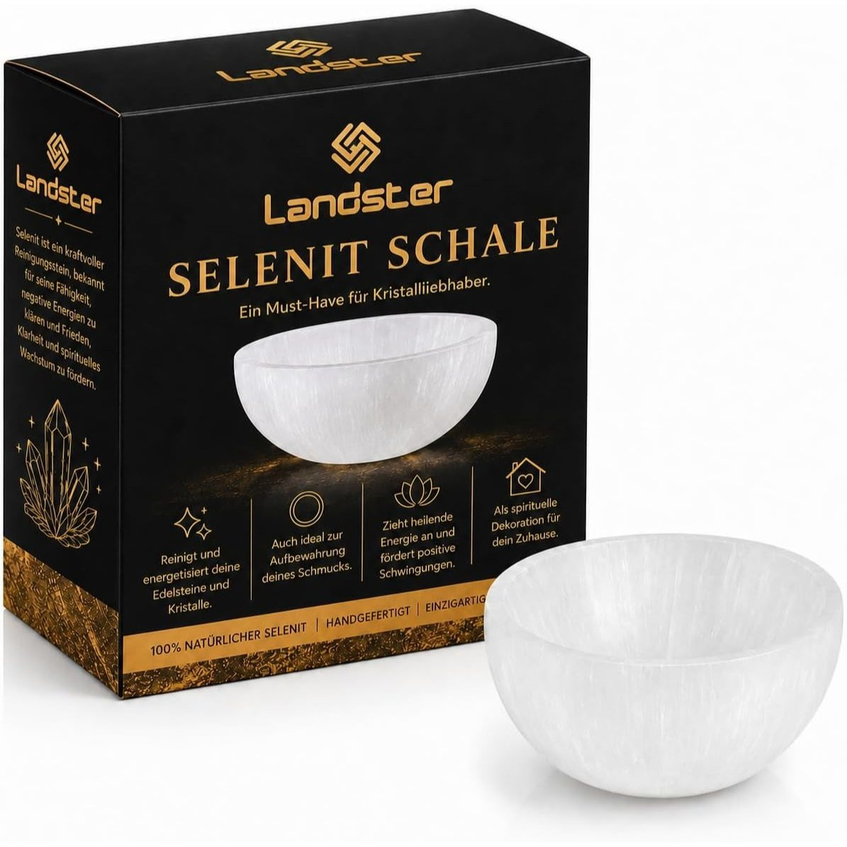 Image of Selenite Bowl Jewelry Dish Charging Bowl Crystal Decoration Gemstone Cleaning Bowl Gemstone Gift Decoration Home Decor 6cm