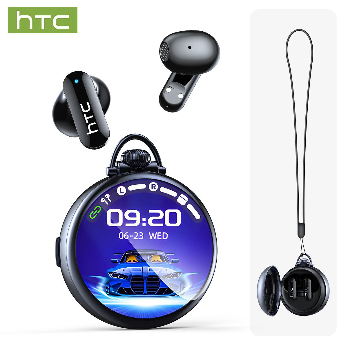 Image of Htc Ne71 Wireless Translation Headphones With Multilingual Translation, Premium Watch Design, Colorful Led Touchscreen, Noise Cancellation, And Clear Calling For Sports, Office, Learning, And Language