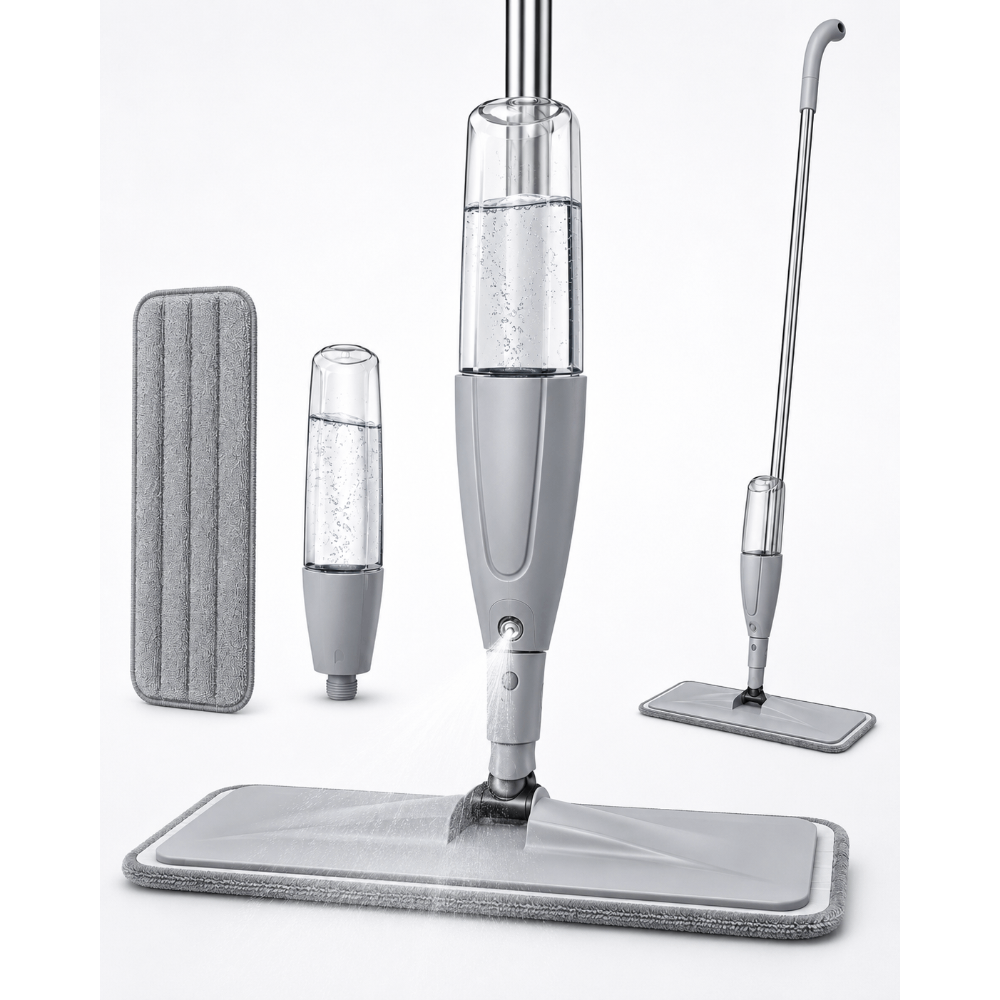 TEMU Spray Mop con Serbatoio 300ml | Pavimenti Microfibra, Lavapavimenti Spray, Mop con Spray Integrato | Acciaio 118cm, Testina 35x12cm | Cucina