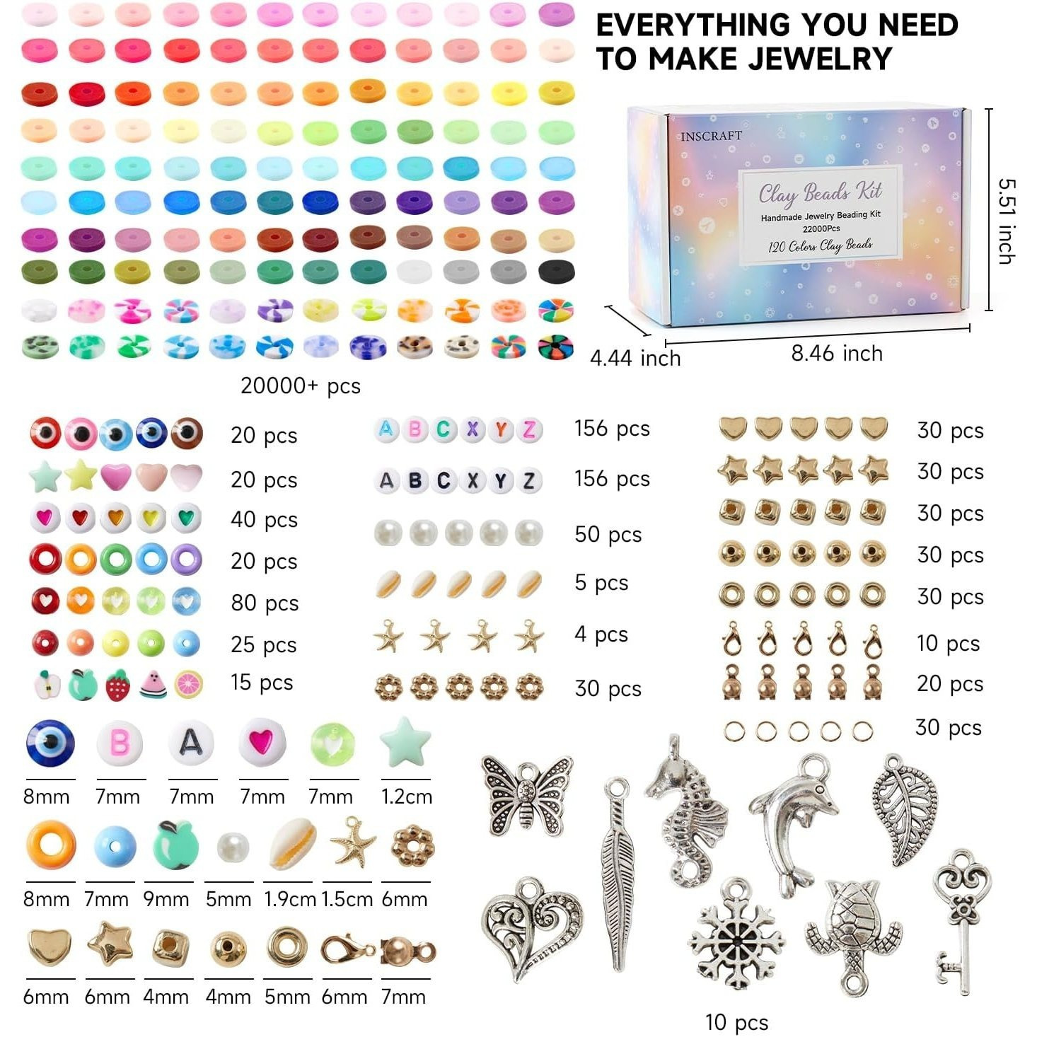 Clay Beads for Bracelet Making Kit, Creative Gift