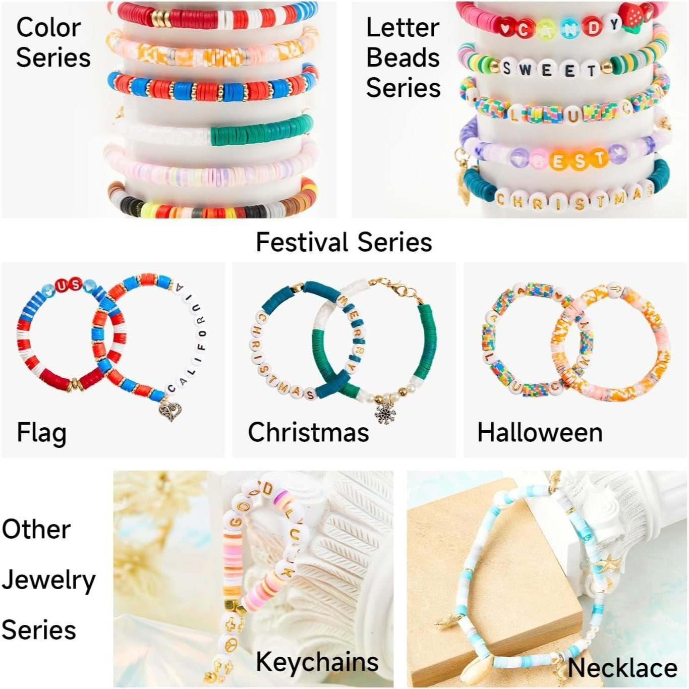 Clay Beads for Bracelet Making Kit, Creative Gift
