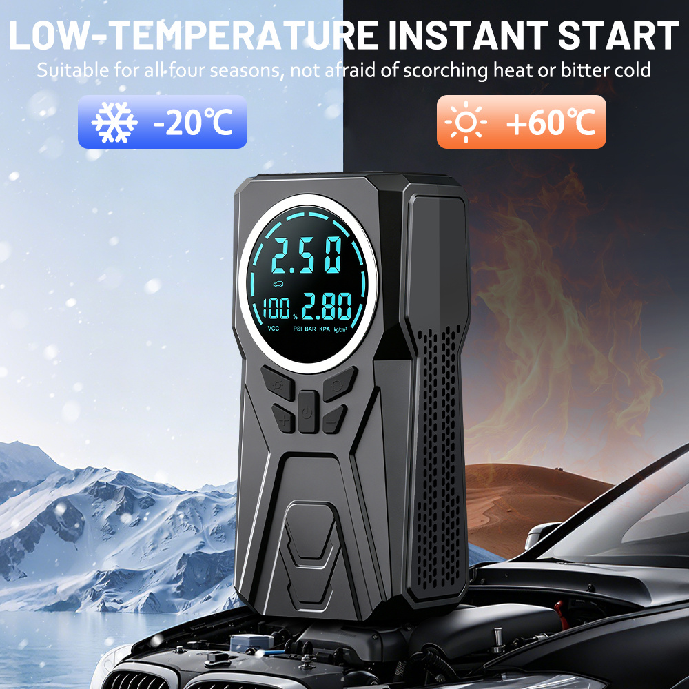 10-in-1 Multifunctional Car Jump Starter & Tire Inflator with LED Light