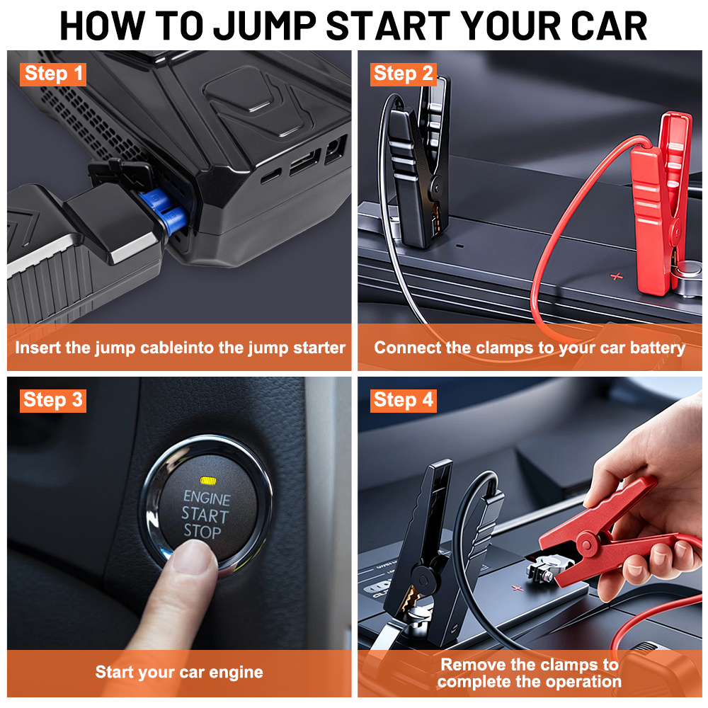 10-in-1 Multifunctional Car Jump Starter & Tire Inflator with LED Light