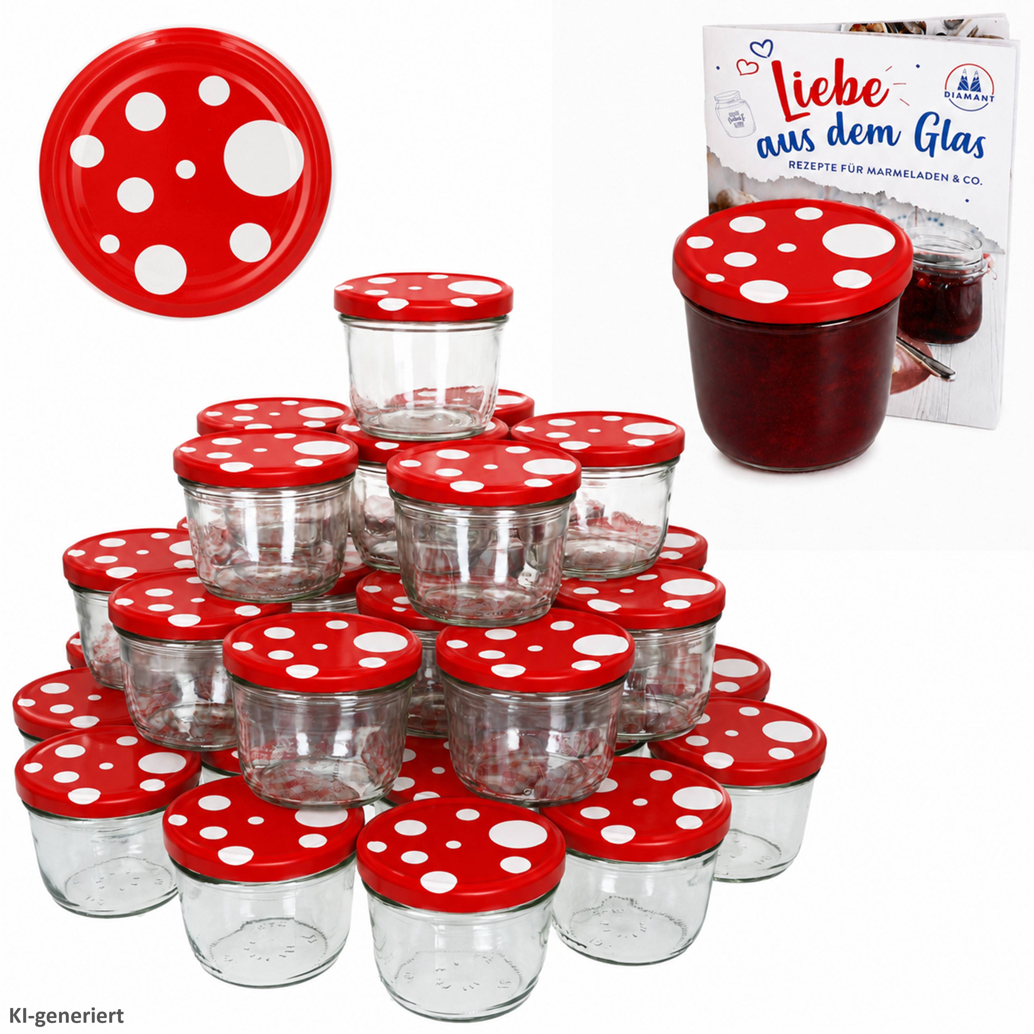 Image of 100th Set Of Tumbler 230 Ml With Fly Agaric Lid To 82 Red And White Polka Dot . Diamond Recipe Book