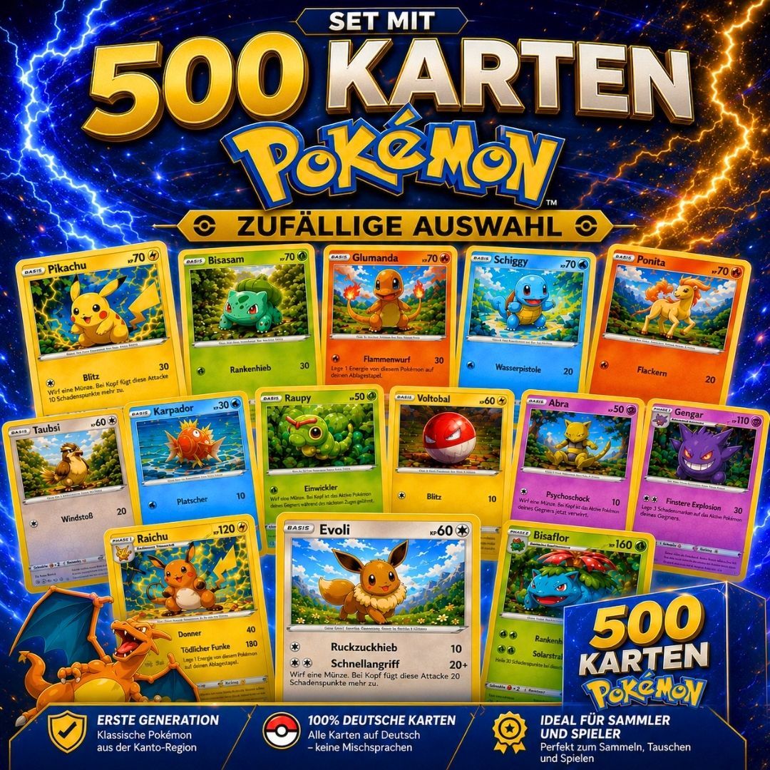 500 - German Version - 450 + 50 Glitter Cards - Authentic Cards - Ideal For Collecting