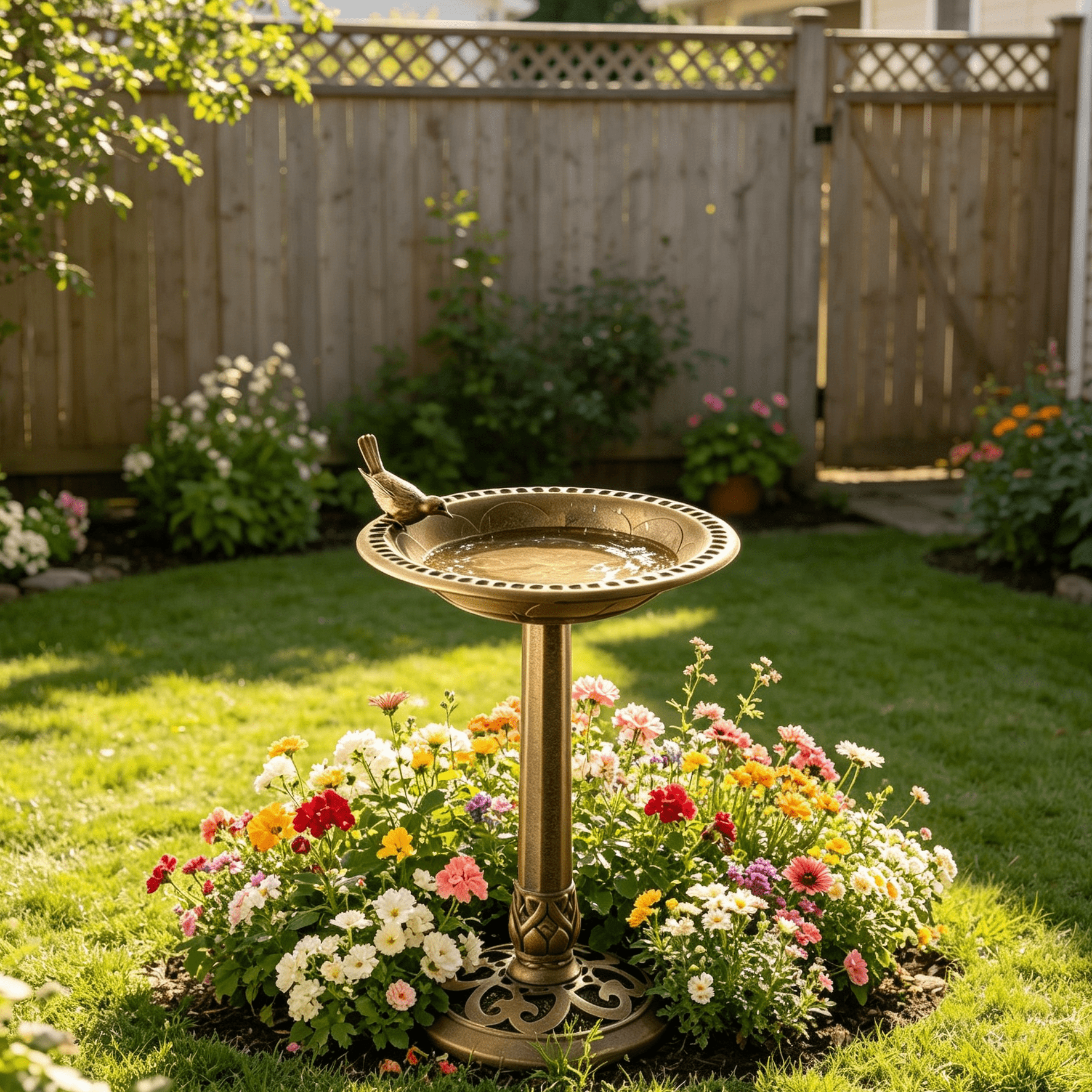 Image of Bird Pagoda With Bird Decoration; Size 60.5 (h) X 43cm (diameter) Bird Bath, Large Birdbath, Vintage Outdoor Landscape Ornament, Bird Feeder On A Stand For Yard, Garden Decoration.