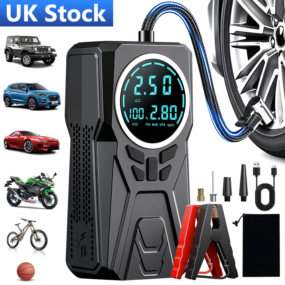 10-in-1 Multifunctional Car Jump Starter & Tire Inflator with LED Light